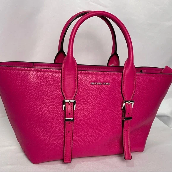 Michael Kors Wild Berry Fuchsia Medium Leather Satchel Bag NEW - Picture 12 of 12